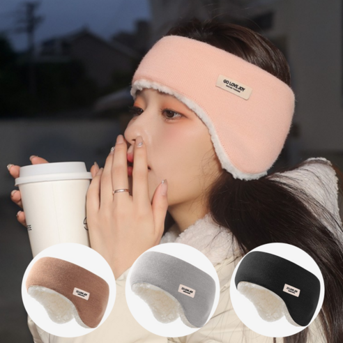 건강노리 밴드형 귀마개 귀덮개 기모 헤어밴드 겨울 스포츠 필수템, 핑크, 1개