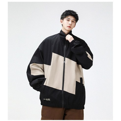 편안하고 세련된 가을/봄용 대형 남성 집업 자켓