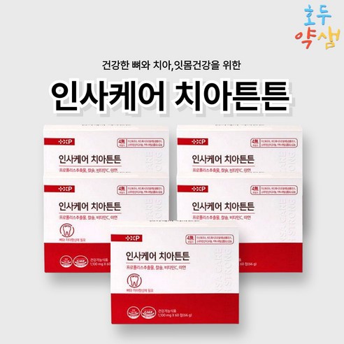 인사케어 치아튼튼 칼슘 아연 비타민C 프로폴리스추출물, 60정, 5개