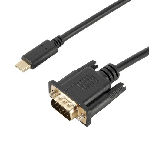 USB C-VGA 케이블 1.8M USB 3.1 장치 연결 플러그 앤 플레이 VGA 비디오 해상도 지원 최대 1920x1200 및 1080P 전문가용, 검은 색, 플라스틱