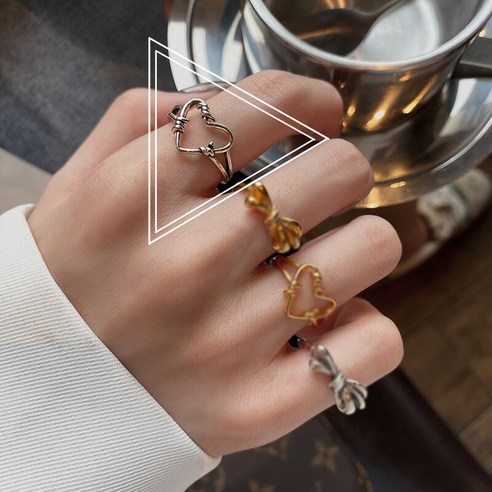 Bowknot 하트 모양 디자인 여성을위한 금속 반지 유행 조정 가능한 열기 반지 패션 쥬얼리 선물 액세서리YJStore
