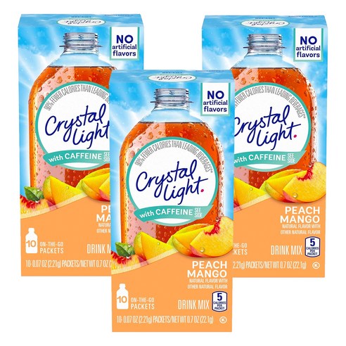 Crystal Light 피치 망고 드링크 믹스 10개입, 2.21g, 3개