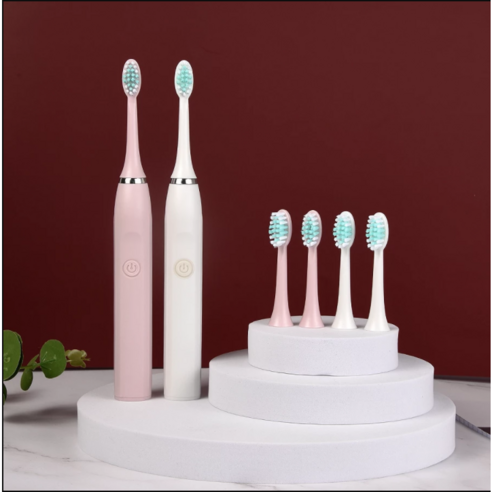 Meetoo 핸들 전동칫솔 2P(칫솔모) +IP67 방수 어드밴스 파워 배터리 없이, 하얀색, 1개