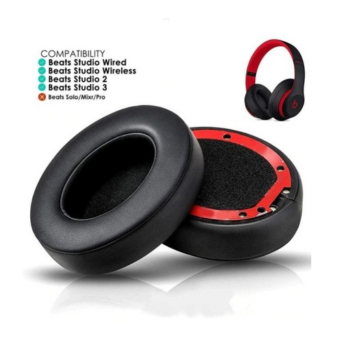 Beats Studio 2.0 3.0 비츠 스튜디오 2 3 헤드셋 스펀지 이어 패드 호환 쿠션 커버 1쌍, 블랙 이어패드 (1쌍:2개), 닥터드레 비츠스튜디오 2.0/3.0 전용 이어패드 세트