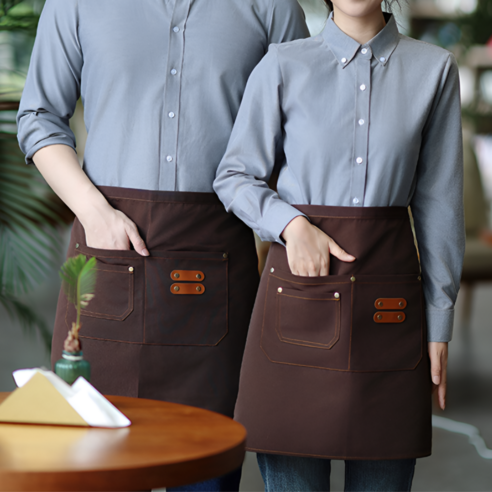 르브아 카페 허리 앞치마 방수 커피숍 주방, 1개, 다크브라운
