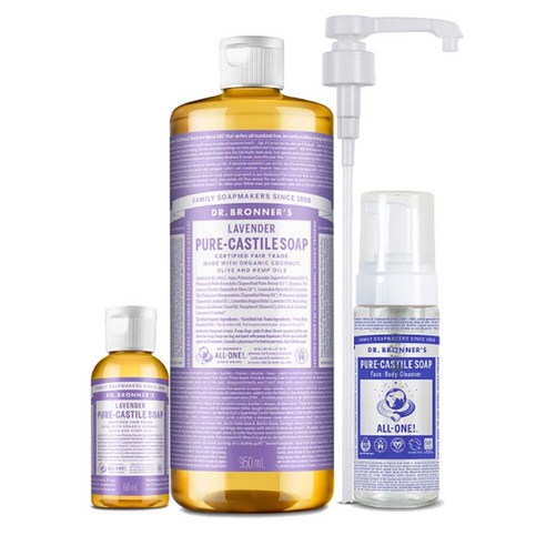 DR.BRONNER'S 퓨어캐스틸솝 페이스앤바디 950ML+120ML 시트러스/라벤더 코스트코, 라벤더, 1세트, 1070g