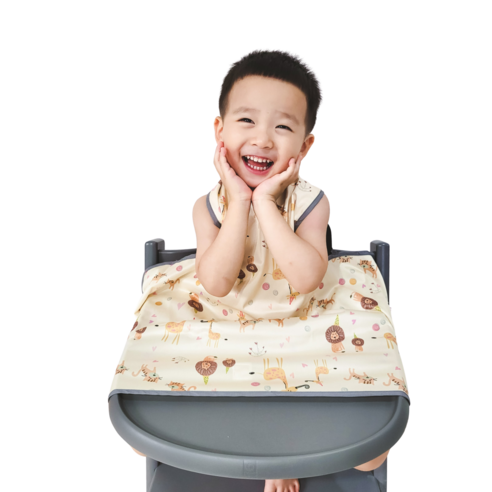 벨베이비 식탁일체형 방수 턱받이 나시 부분커버, (리뉴얼)옐로우 애니멀, 1개, 1개