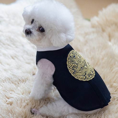금동이 펫 GM008 곤색용둥근보 강아지 고양이 애견 한복, 1개