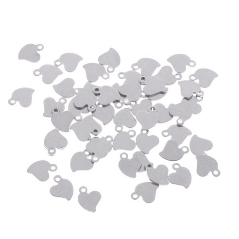 목걸이 귀걸이에 대 한 50 조각 실버 스테인레스 스틸 펜 던 트 diy 보석 심장 모양 만들기 10x7mm diy 홈 인테리어