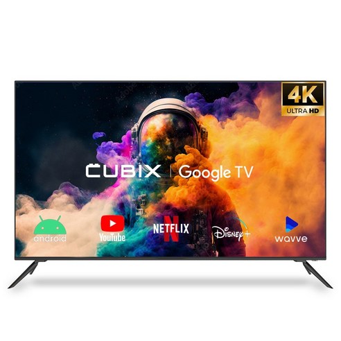 큐빅스 4K UHD LED 스마트 TV 165cm(65인치) 구글 안드로이드 HDR 블루투스 WIFI 넷플릭스 유튜브 스탠드 벽걸이 기사방문설치, 벽걸이형 방문설치(상하좌우 브라켓), NGE651UHD, 방문설치, 벽걸이형, 165cm