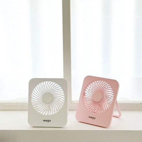 WEGO 데일리디 무선 접이식 저소음 탁상용 선풍기, 핑크