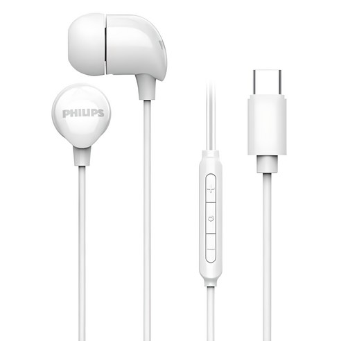 필립스 10mm 드라이버 커널형 C타입 유선 이어폰, TAE2146, 화이트