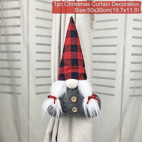 [ZL] 산타 클로스 엘크 크리스마스 커튼 장식 메리 크리스마스 장식 홈 크리스마스 장식품 선물 Navidad 2021 새해 복 많이 받으세요 2022, CurtainDecor15, 하나