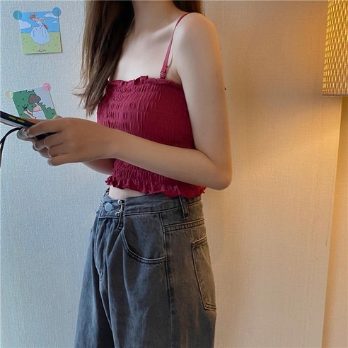 DFMEI 여름 민소매 반팔 티셔츠 순욕 흰색 민소매 조끼