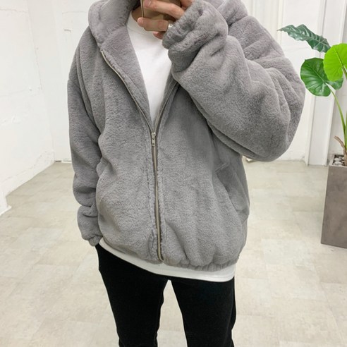 스트릿제이 누빔 밍크 후드집업