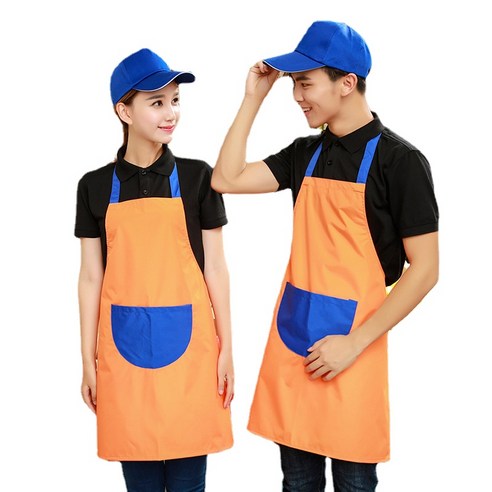 ANKRIC 주방 식당 종업원 더러움 방지 앞치마 원피스앞치마, 오렌지