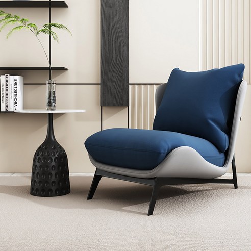 푹신한 작은쇼파 인용암체어 안락의자 휴식, 블루레더+퓨어풀컬러시트쿠션(라이트그레이쉘)