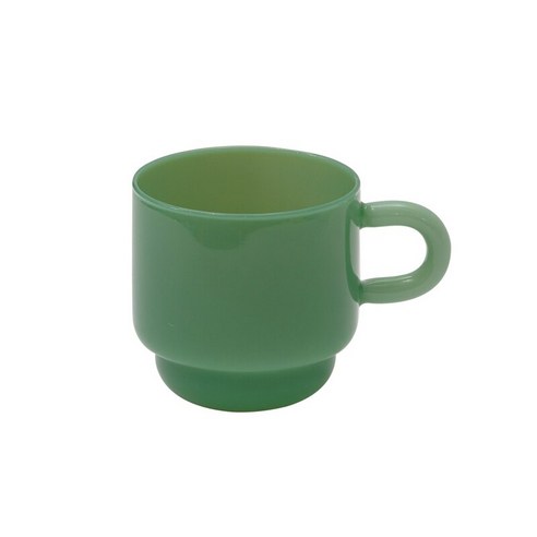 레트로 녹색 유리차 컵 커피 머그잔, 옥