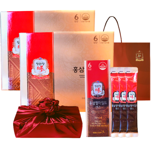 정관장 6년근 에브리타임 홍삼정 마일드 홍삼 스틱 센스 선물 60세트 600ml+쇼핑백 골프 여행 연말 명절(보자기포함) 1개 60정 600ml, 300ml, 2개
