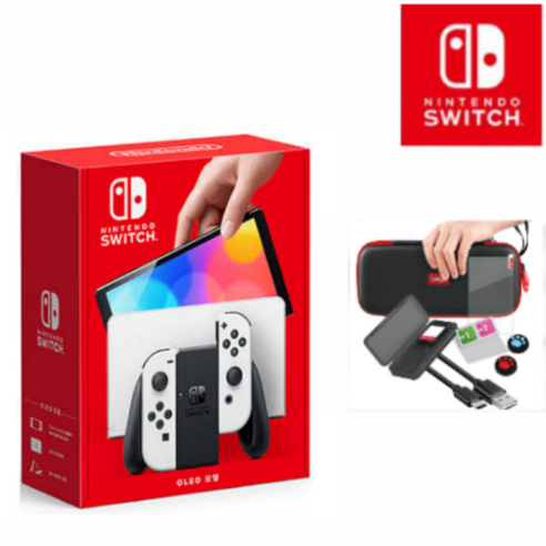 닌텐도 스위치 OLED화이트+10개 해피 악세사리+인기게임팩 풀세트 패키지, OLED-화이트+10개악세사리, 게임팩 추가안함