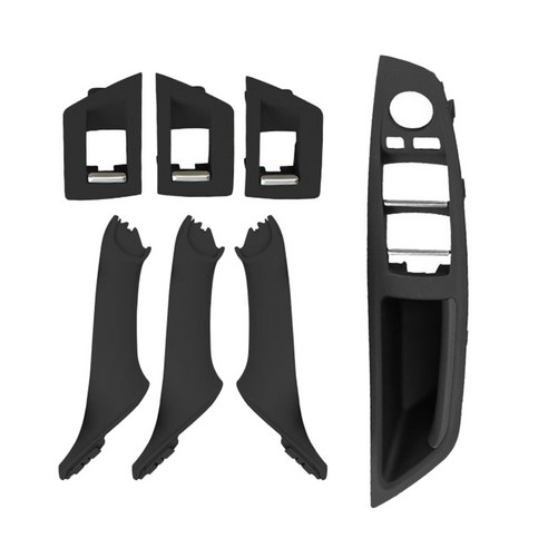 BMW 5 시리즈 F10 F18 용 7Pcs 인테리어 도어 핸들 플레이트 커버 왼쪽 LHD 내구성 프리미엄, 310x65mm., 플라스틱, 검은 색