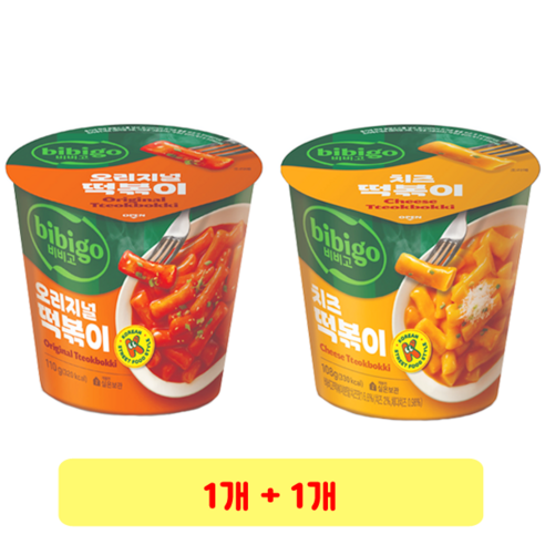 비비고 컵떡볶이 + 치즈컵떡볶이, 1세트, 108g