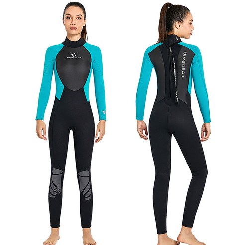 DIVE&SAIL 스노클링 스쿠버 서핑을위한 3mm 여성 네오프렌 잠수복 전신 다이빙 슈트, Green