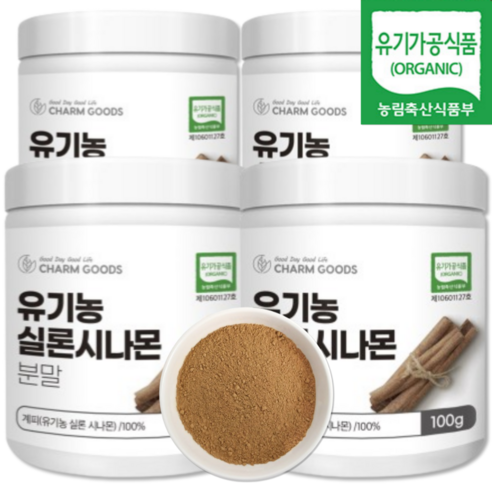 유기농 실론시나몬 계피가루, 4개, 100g