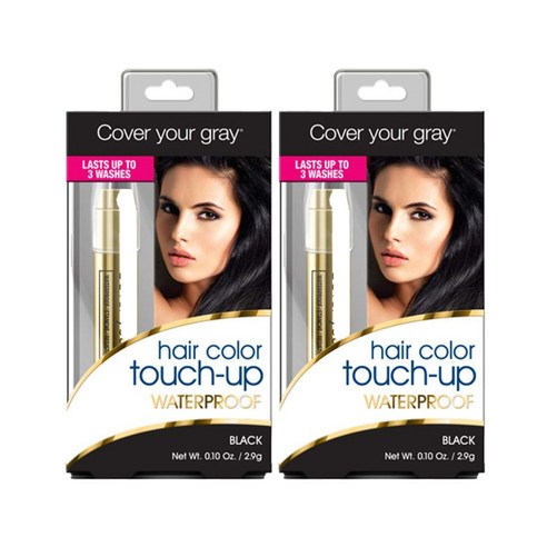 커버유어그레이 헤어 컬러 터치 업 워터프루프 2.9g, Black, 2개
