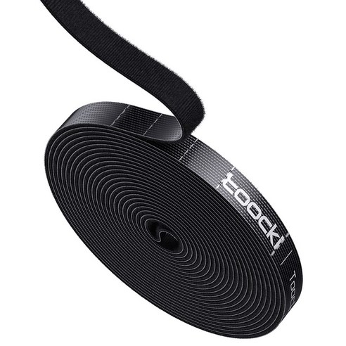 Toocki 손으로 컷팅 벨크로 찍찍이 케이블타이, 3m, 블랙, 1개