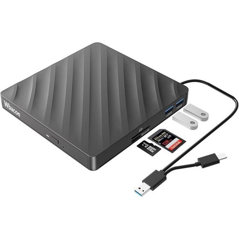 5 in 1 외장 블루레이 드라이브 USB 3.0 타입 C 슬림 광학 외장 블루레이 DVD 버너 SD/TF 카드 리더기 2 USB 3.0 허브 윈도우 XP/7/8/10 맥OS