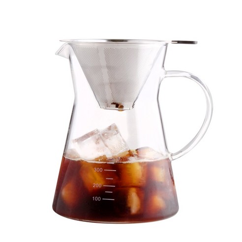 커피 핸드드립세트 더블메쉬 필터리스 600ml 커피드리퍼, 드립서버,스텐드리퍼, 1세트