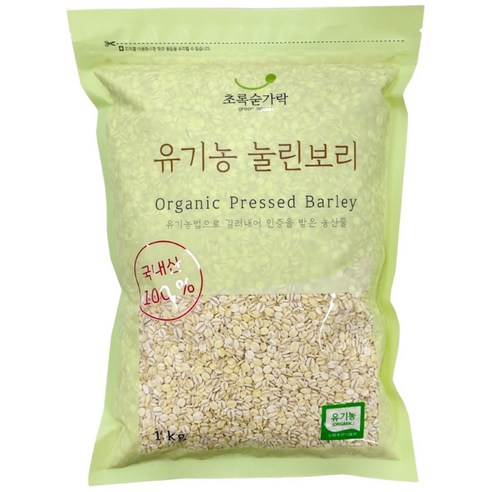 초록숟가락 유기농 눌린보리쌀, 3개, 1kg