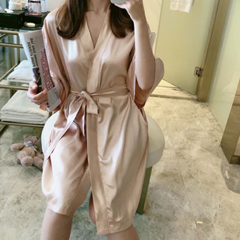 리카 여성용 심플 실크 골프 샤워 가운