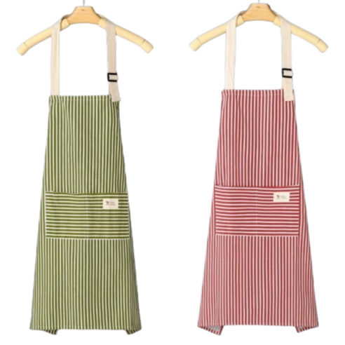 무무 면 린넨 까페 카페 식당 꽃집 앞치마, 1장, 연두+레드