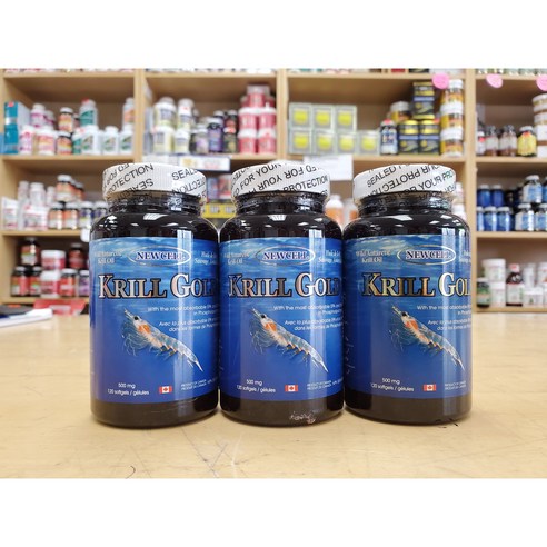 뉴셀 뉴셀 크릴 골드 오일(500mg 120정) NEWCELL Krill Gold Oil 100% 남극 야생 크릴오일 3병 캐나다에서 직배송 스폐셜가격, 3개, 120정