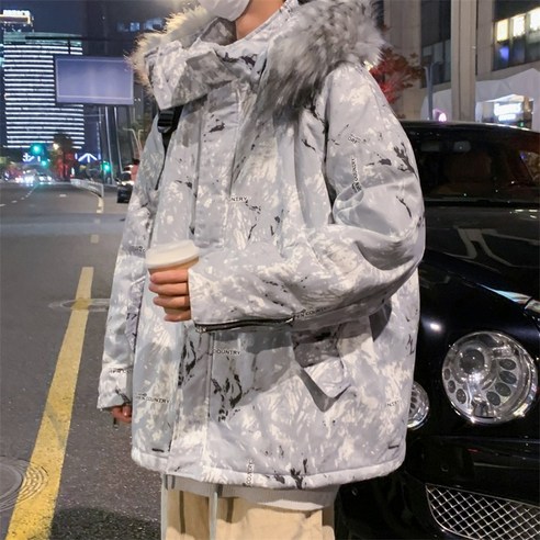 mxt겨울 코튼 패딩 코트 남성 패션 브랜드 Ins 대형 코튼 패딩 코트 두꺼운 코트 새로운 한국어 스타일 유행 잘 생긴 코튼 패딩 코트