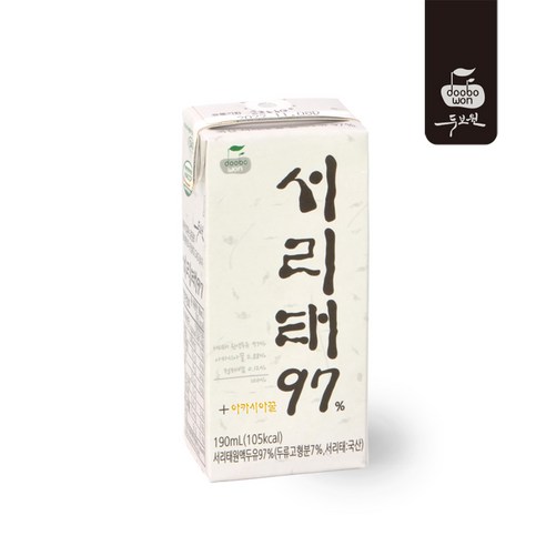 두보원 서리태97두유 40개입/프리미엄검은콩 국산서리태콩 100% 고단백 벌꿀함유 콩물 콩국수.무첨가 블랙푸드 영양간식 효도선물 멧돌두유, 190ml, 40개