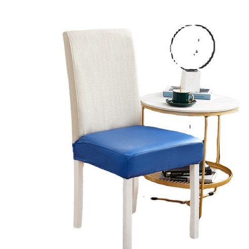 단색 사각형 의자 커버 3 가지 방지 가죽 스트레치 혼 의자 커버 식당 거실 방수 의자 커버, 진한 파란색3 방지 가죽 의자 커버, 均码