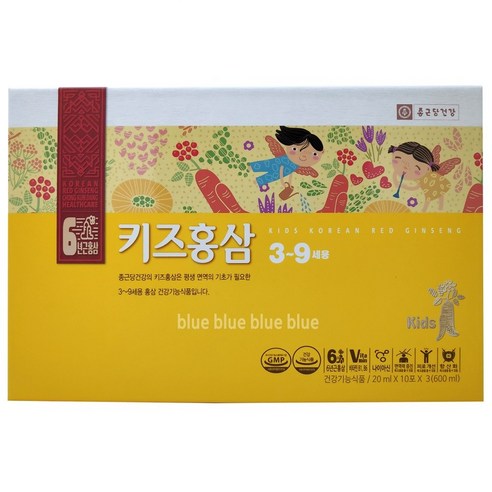 유아를 위한 홍삼 건강 보충제 종근당건강 종근당 키즈 홍삼 20mlx30포 (3~9세용), 600ml, 1박스 홍삼/인삼