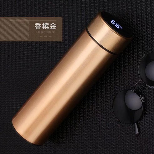 스테인리스강 지능 보온컵 창의 간략 현온 물컵 비즈니스 선물 직신 컵, 금색, 500ml