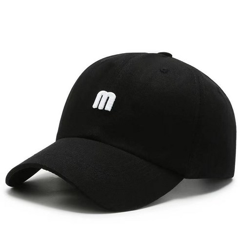 DFMEI 모자 작은 M 자수 신선한 야구 모자 여름 편지 뾰족한 모자 남성과 여성 스포츠 태양 모자, DFMEI 블랙