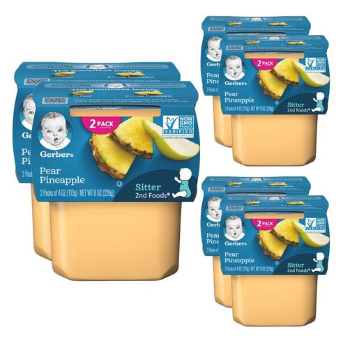 거버 어린이 액상 식품 113g 2개입, 배 파인애플(Pear Pineapple), 226g, 6개