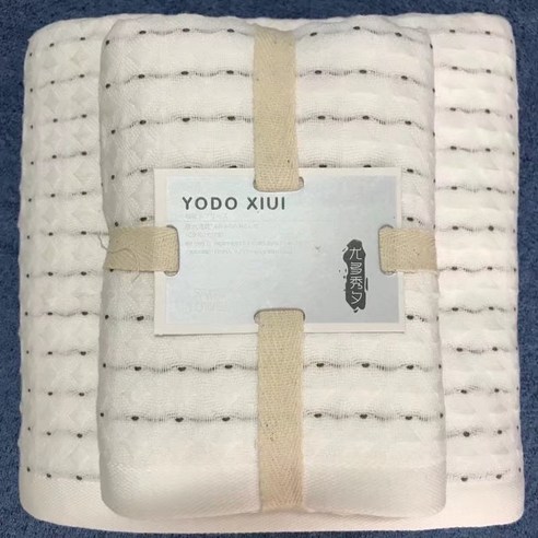 일본 거즈 벌집 와플 목욕 수건 남성과 여성 자수 부드러운 흡수성 홈 데일리 목욕 수건, 하얀색, 70*140cm
