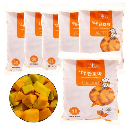 탈피 냉동 단호박 큐브형 깍뚝설기 (1kg) 죽용, 6개, 1kg