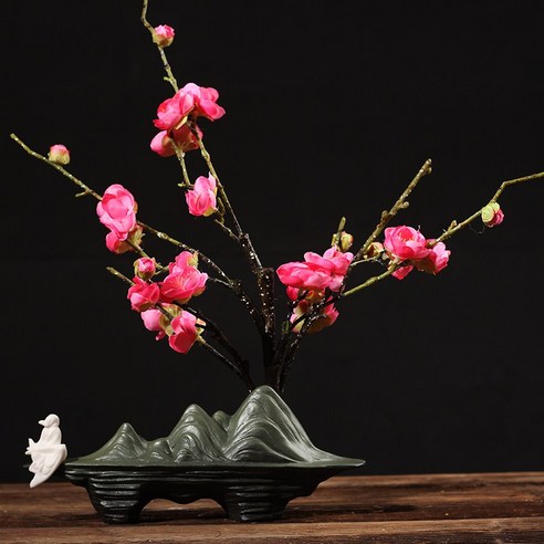 DFMEI Zisha Zen 꽃병 세라믹 수경 꽃꽂이 거실 가정 장식 티 테이블 작은 꽃꽂이 수예, 색깔1