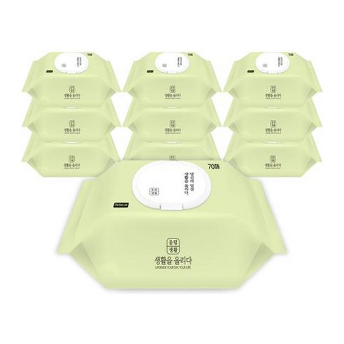 올림생활 대용량 물티슈 도톰한 엠보싱 프리미엄 물티슈 캡형 100매 (10팩/20팩), 도톰한 엠보싱 프리미엄 물티슈 캡형 70매(10팩)