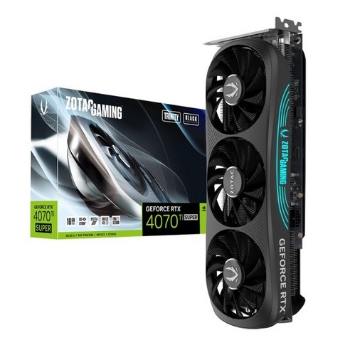 ZOTAC GAMING 지포스 RTX 4070 Ti SUPER Trinity D6X 16GB Black, RTX4070TiSUPERTrinityD6X16GB블랙