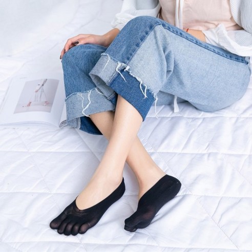 1/2set 여성 발가락 덧신 양말 요가 필라테스 토우 페이크 삭스