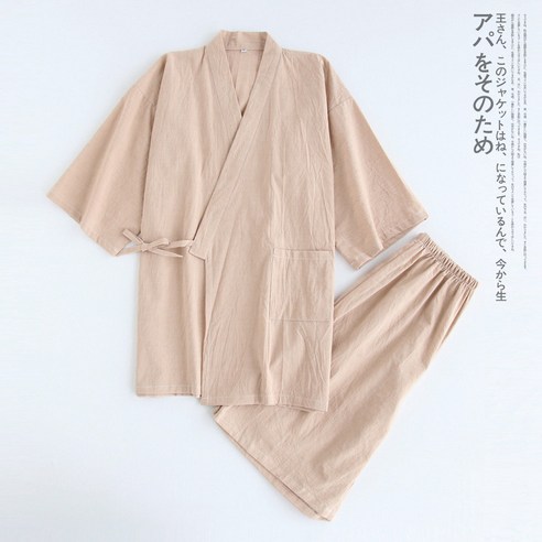 KORELAN18 면 거즈 반팔 반바지 와플 홈웨어 커플 여름 얇은 일본식 잠옷 세트